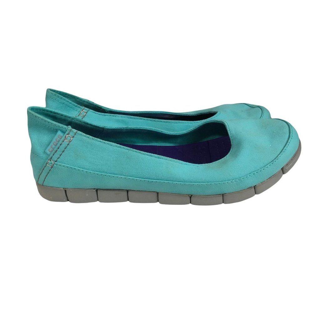 Crocs Women's Stretch Sole Flat Size 11 Pool Light Grey Cruisewear NEW